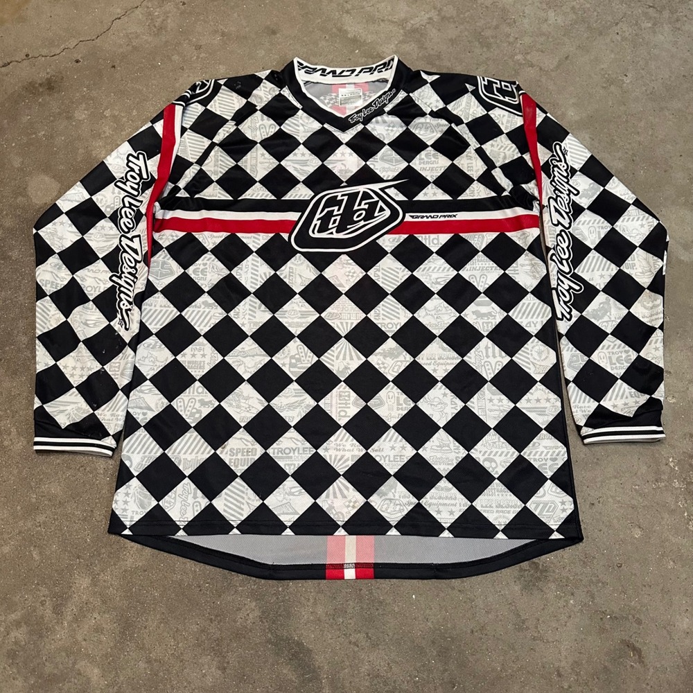 Troy Lee Designs Jersey Mens 2XL Black Checkered Grand Prix Motocross Racing